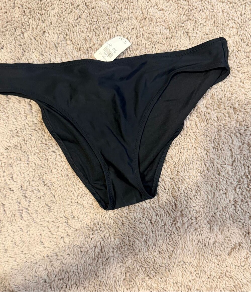 Aerie Black Solid Mid Rise Cheeky Bikini Bottom Swimwear New Medium M New